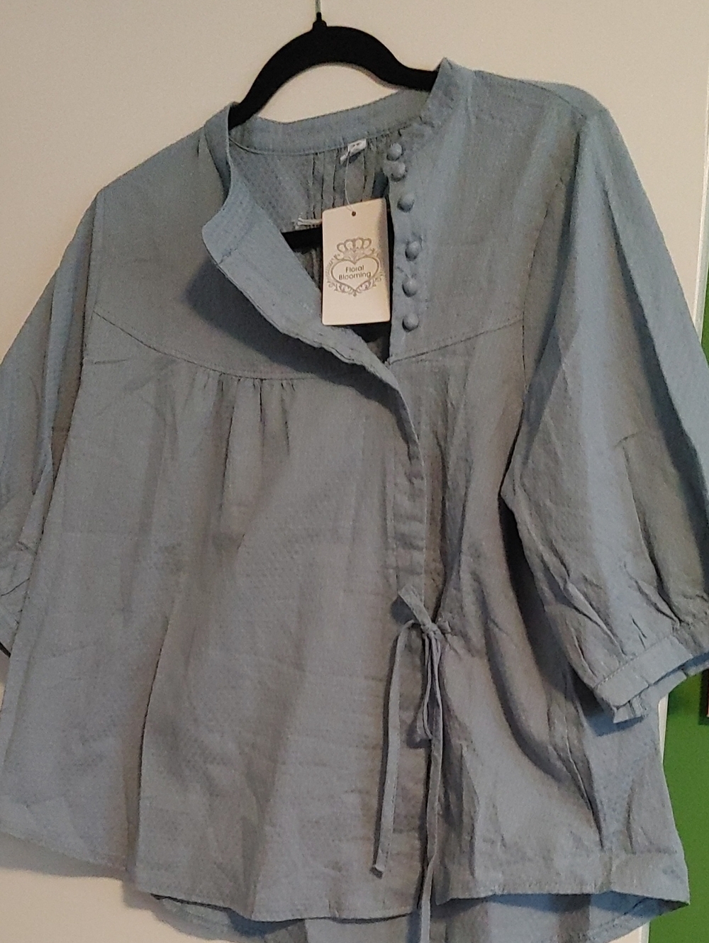 Light Blue Women’s Button-Detail Top